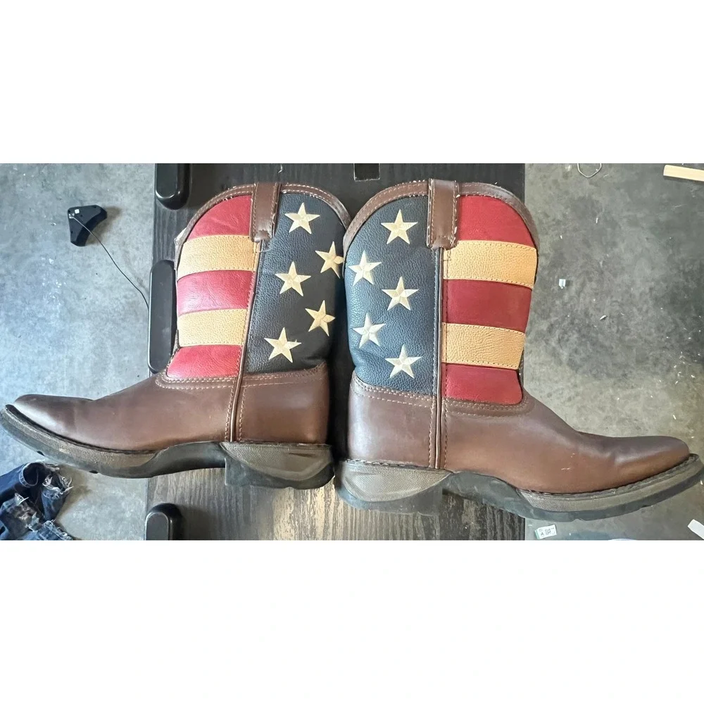 Durango Lil Durango Kids Western Boots American Flag Brown Square Toe BT245 5M